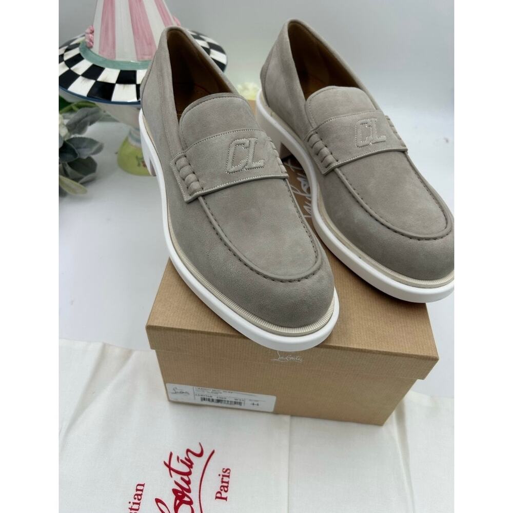 Men's Christian Louboutin URBINO monogram suede loafer size 44 made in Italy
